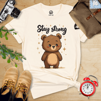 Hike Tee T-Shirt Natural / S Stay Strong Cute Bear Shirt