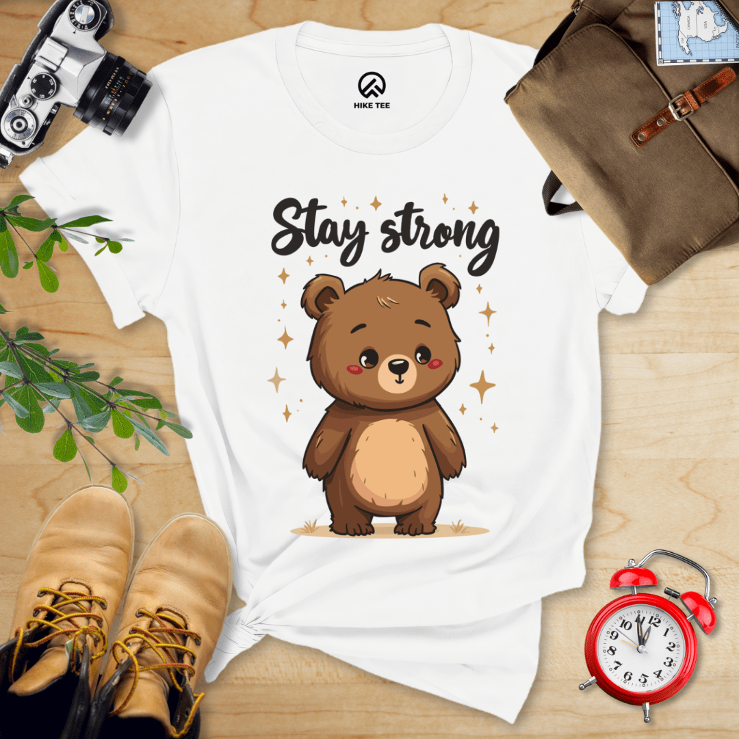 Hike Tee T-Shirt White / S Stay Strong Cute Bear Shirt