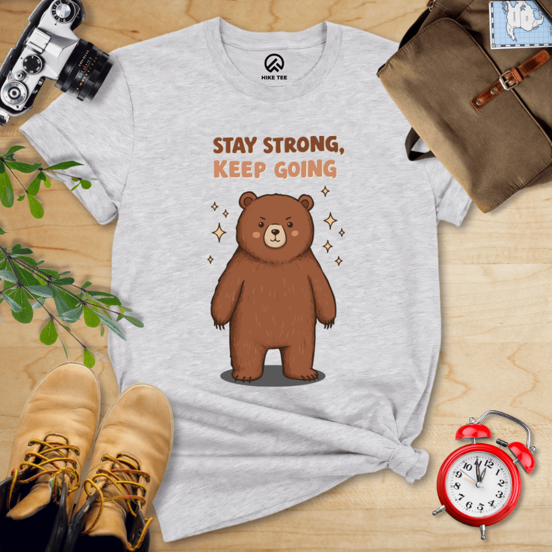 Hike Tee T-Shirt Athletic Heather / S Stay Strong Keep Going Bear Shirt