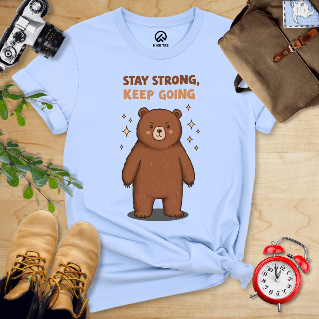 Hike Tee T-Shirt Baby Blue / S Stay Strong Keep Going Bear Shirt