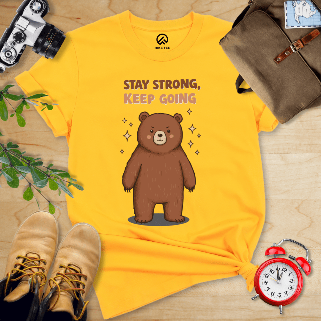 Hike Tee T-Shirt Gold / S Stay Strong Keep Going Bear Shirt