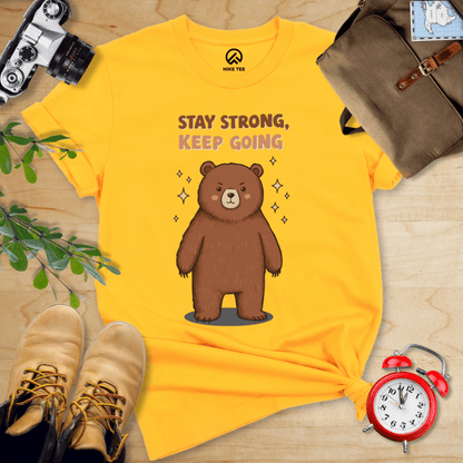 Hike Tee T-Shirt Gold / S Stay Strong Keep Going Bear Shirt