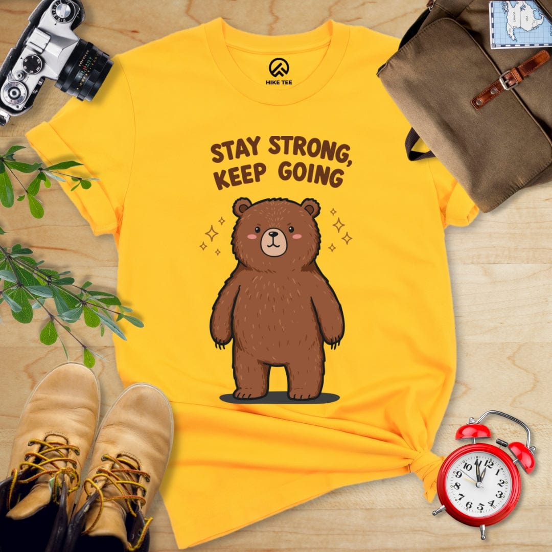Hike Tee T-Shirt Gold / S Stay Strong Keep Going Bear Shirt