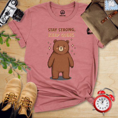 Hike Tee T-Shirt Heather Mauve / S Stay Strong Keep Going Bear Shirt