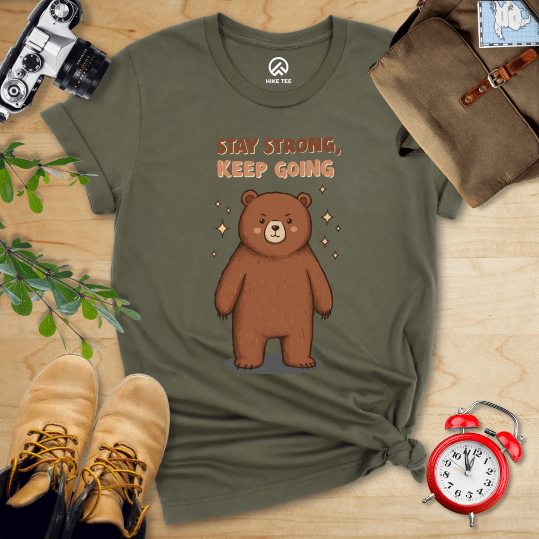 Hike Tee T-Shirt Military Green / S Stay Strong Keep Going Bear Shirt