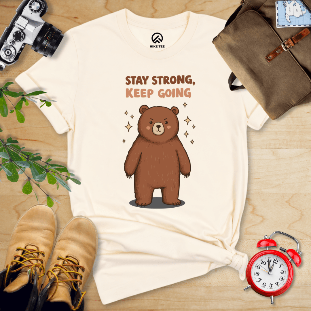 Hike Tee T-Shirt Natural / S Stay Strong Keep Going Bear Shirt