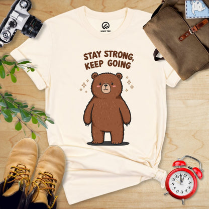 Hike Tee T-Shirt Natural / S Stay Strong Keep Going Bear Shirt