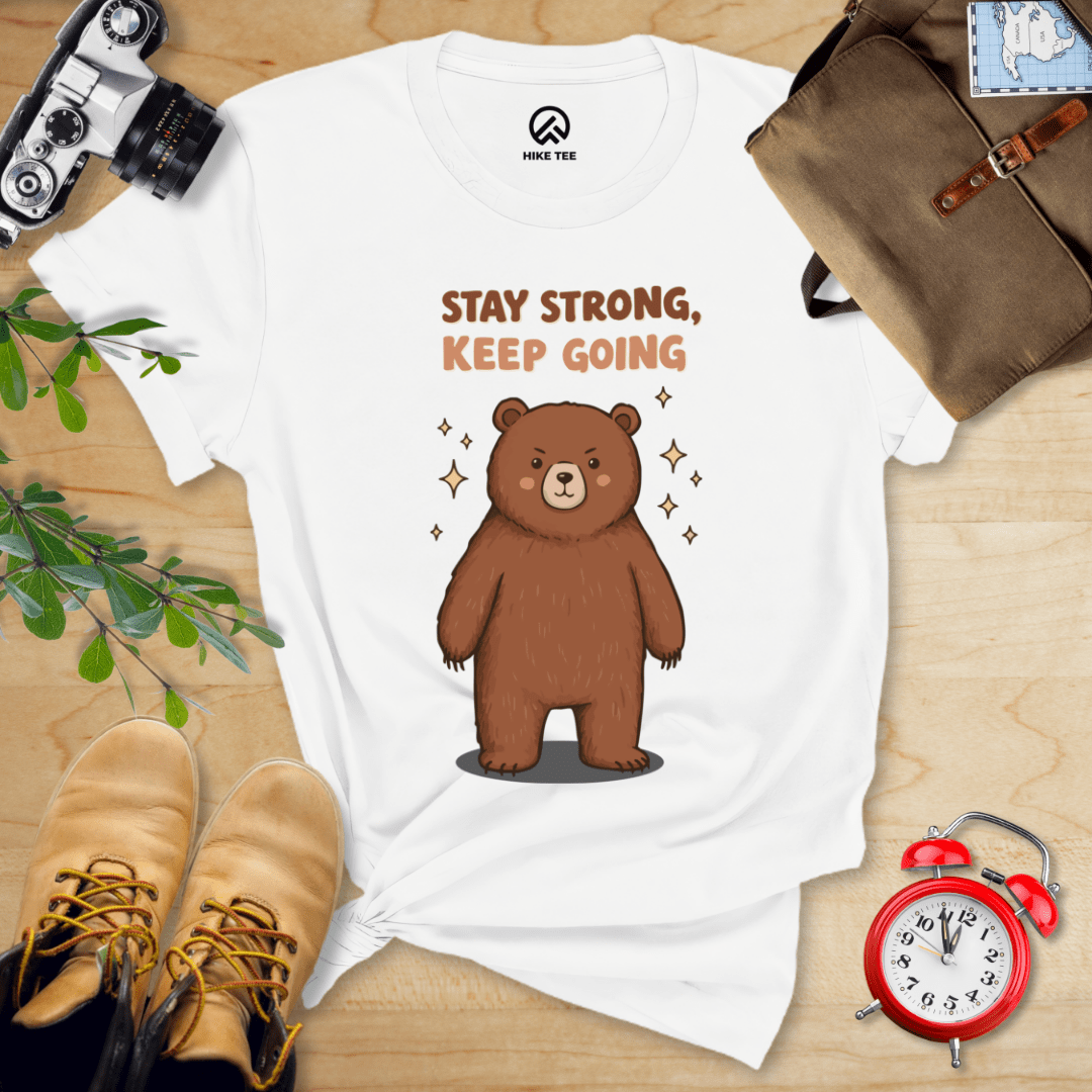 Hike Tee T-Shirt White / S Stay Strong Keep Going Bear Shirt