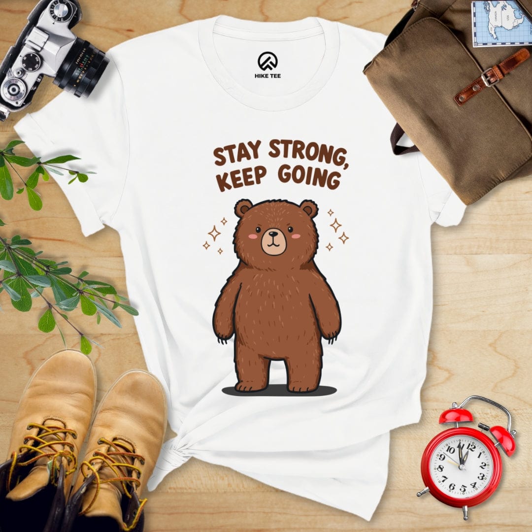 Hike Tee T-Shirt White / S Stay Strong Keep Going Bear Shirt