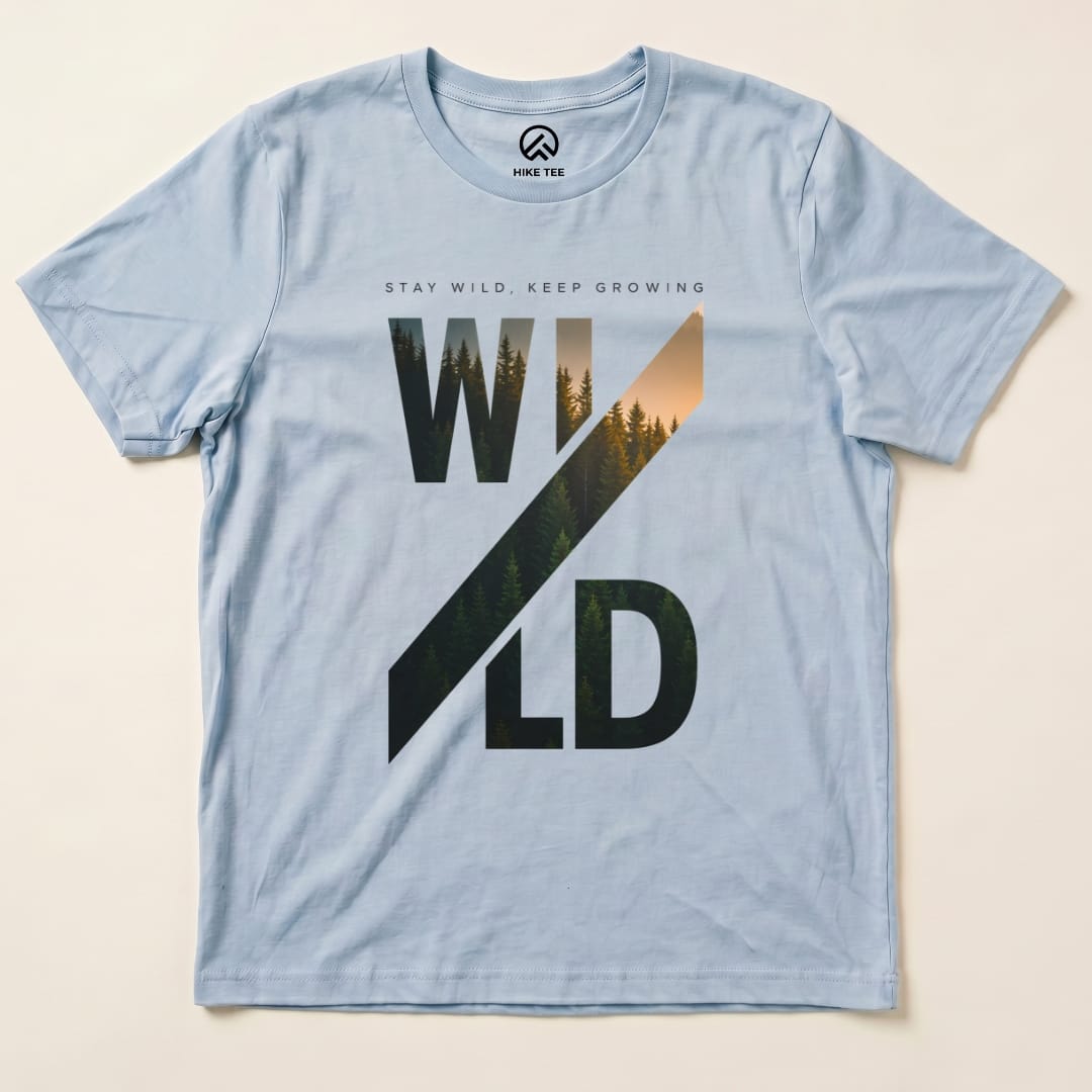 Stay Wild, Keep Growing Shirt Hike Tee T-Shirt Baby Blue / S