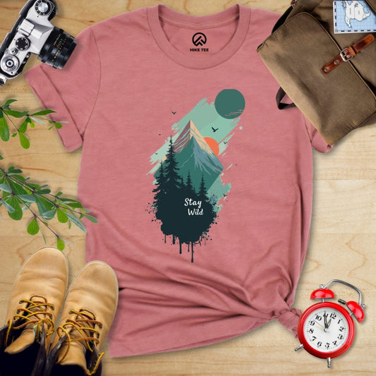 Hike Tee T-Shirt Heather Mauve / S Stay Wild Shirt