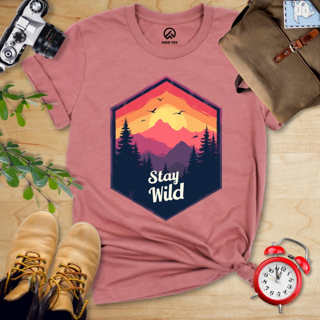 Hike Tee T-Shirt Heather Mauve / S Stay Wild Shirt
