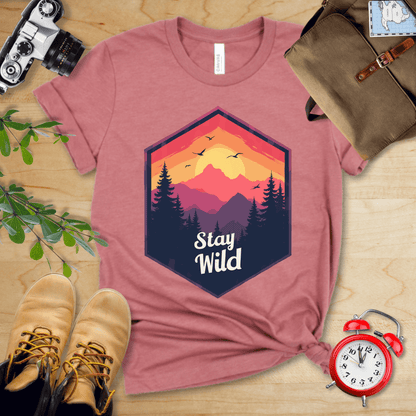 Hike Tee T-Shirt Heather Mauve / S Stay Wild Shirt