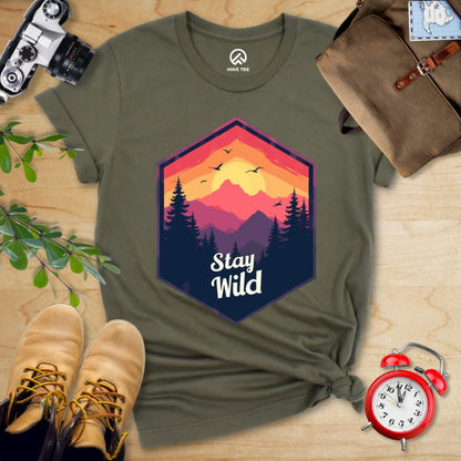 Hike Tee T-Shirt Military Green / S Stay Wild Shirt