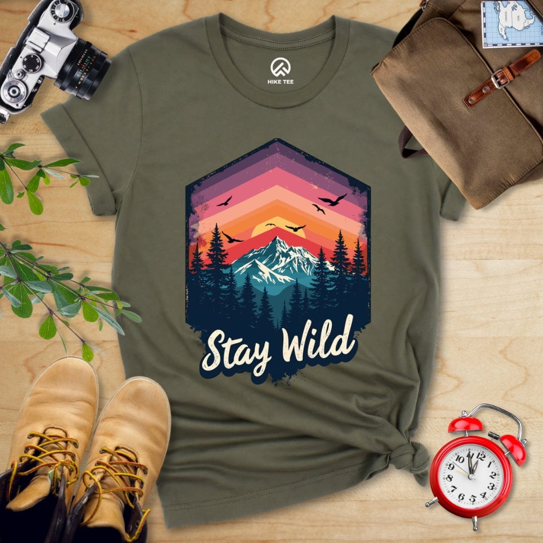 Hike Tee T-Shirt Military Green / S Stay Wild Shirt