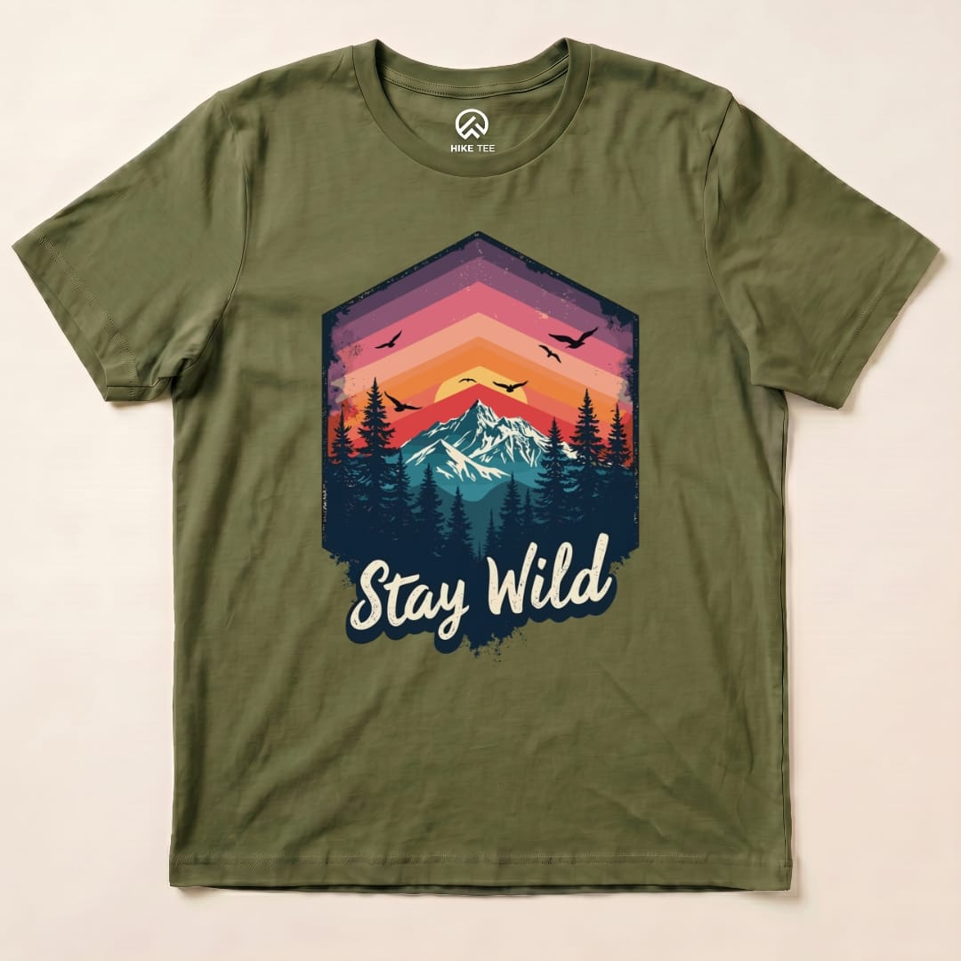 Stay Wild Shirt Hike Tee T-Shirt Military Green / S