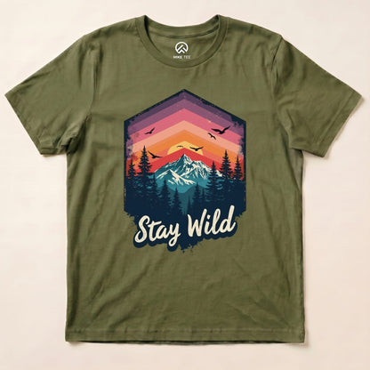 Stay Wild Shirt Hike Tee T-Shirt Military Green / S