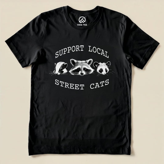 Street Cats Possum Raccoon Shirt Hike Tee T-Shirt Black / S