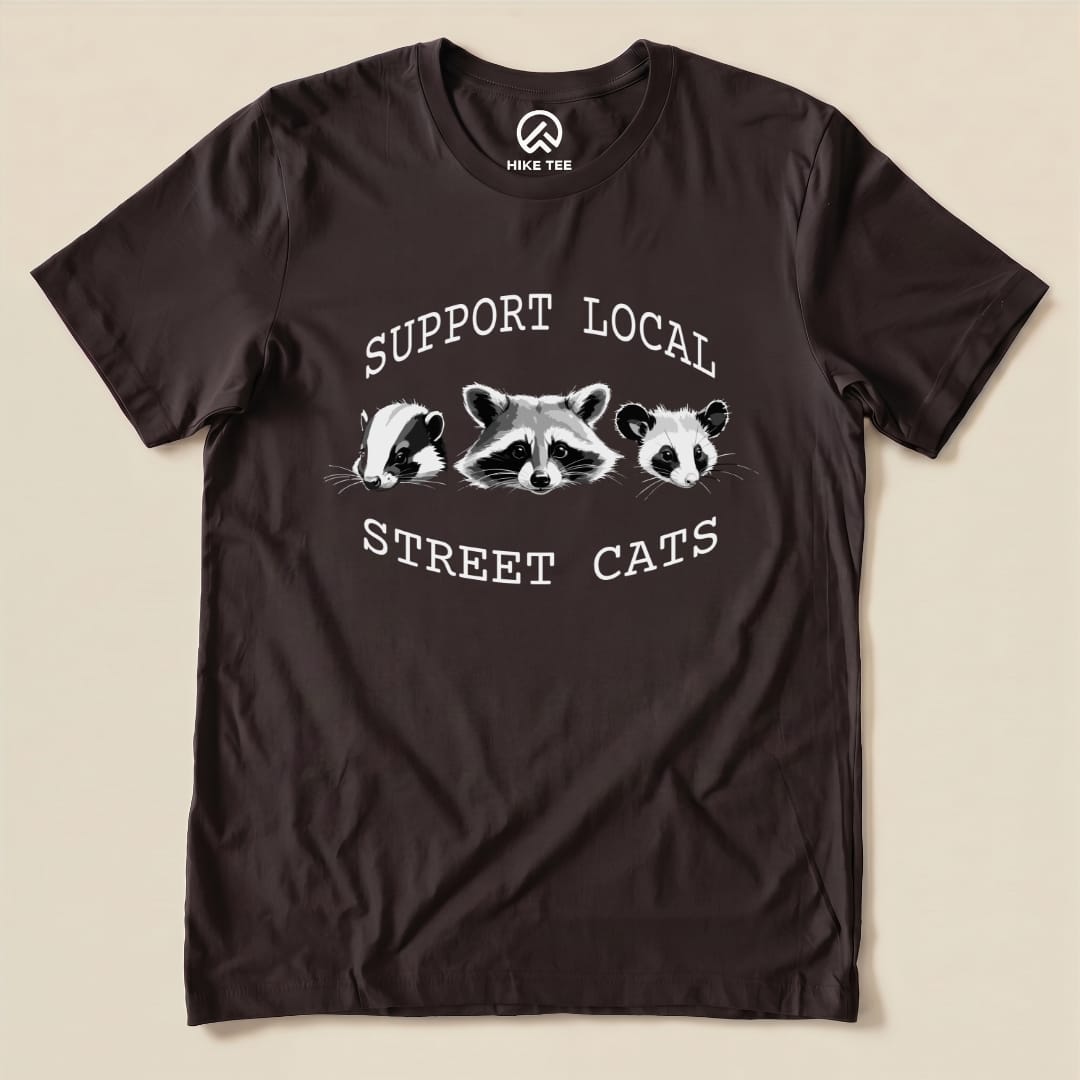 Street Cats Possum Raccoon Shirt Hike Tee T-Shirt Brown / S