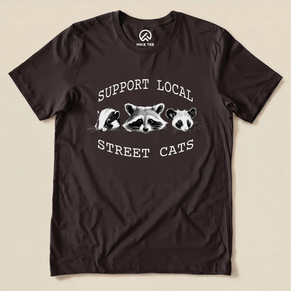 Street Cats Possum Raccoon Shirt Hike Tee T-Shirt Brown / S