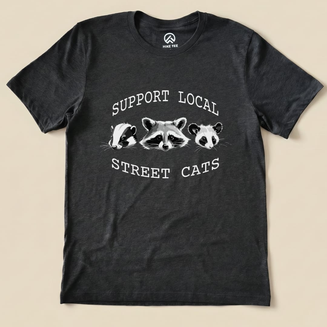 Street Cats Possum Raccoon Shirt Hike Tee T-Shirt Dark Grey Heather / S