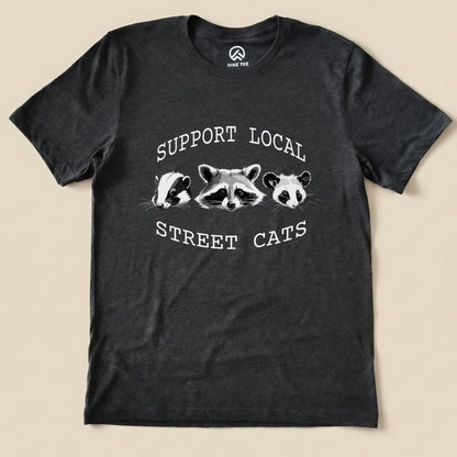 Street Cats Possum Raccoon Shirt Hike Tee T-Shirt Dark Grey Heather / S