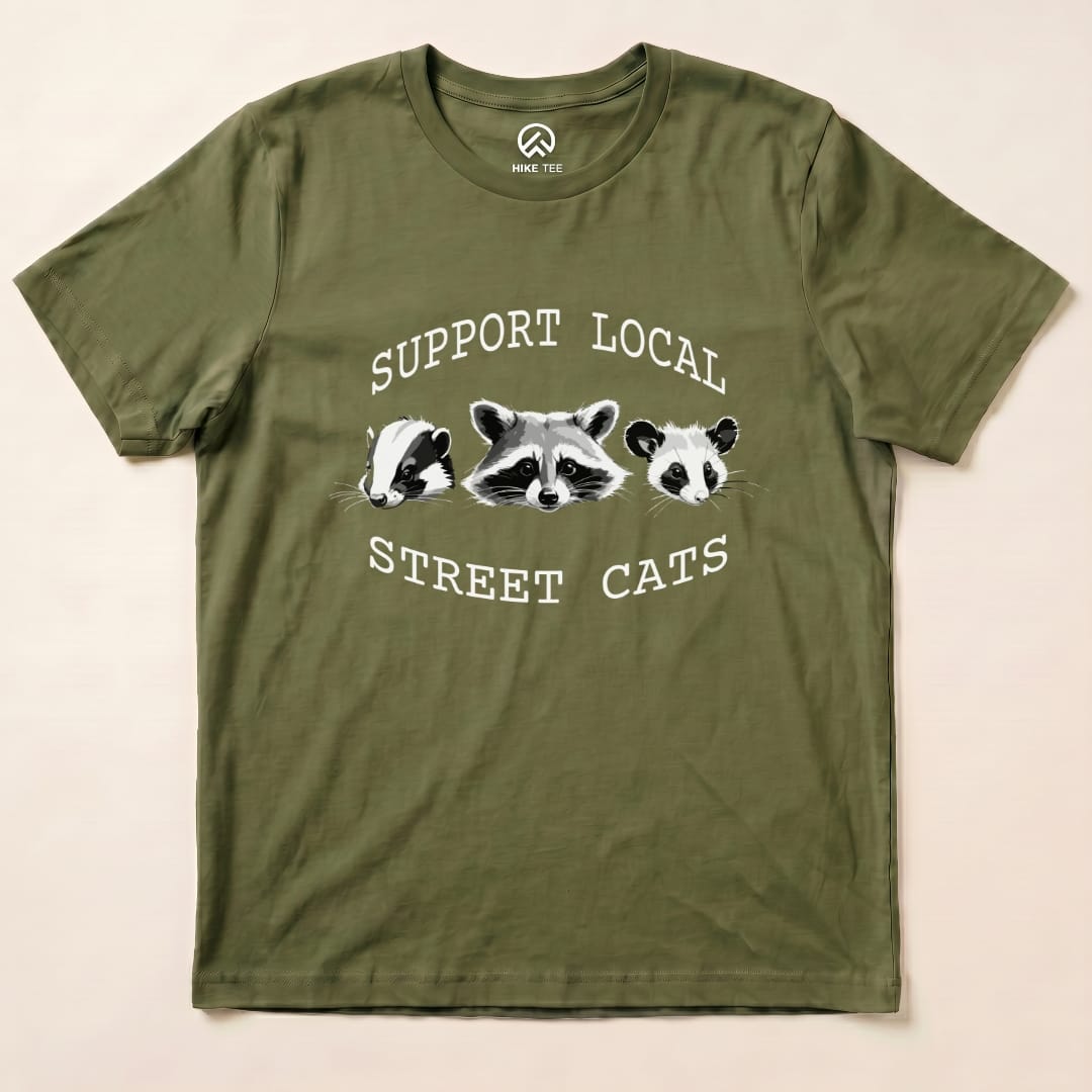 Street Cats Possum Raccoon Shirt Hike Tee T-Shirt Military Green / S