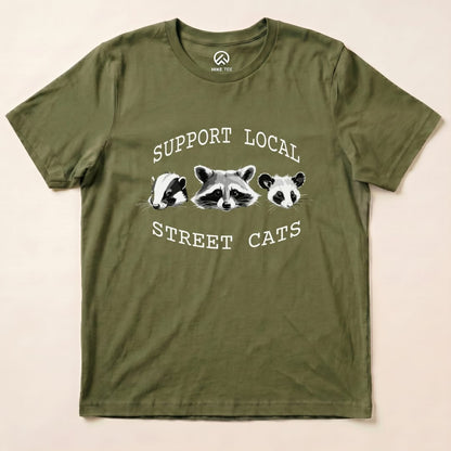Street Cats Possum Raccoon Shirt Hike Tee T-Shirt Military Green / S