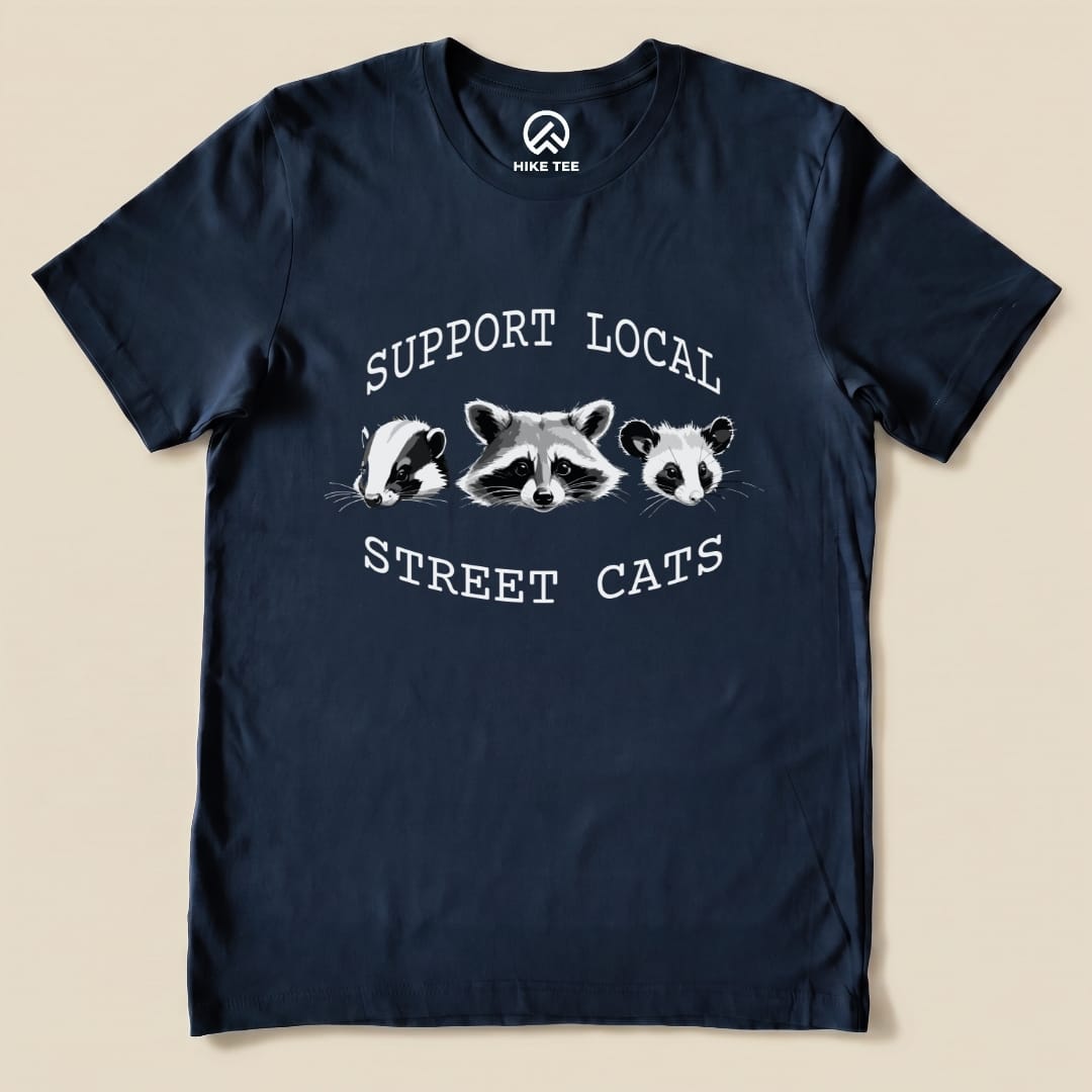 Street Cats Possum Raccoon Shirt Hike Tee T-Shirt Navy / S