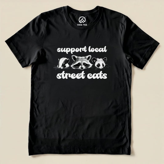 Street Cats Raccon Possum Shirt Hike Tee T-Shirt Black / S