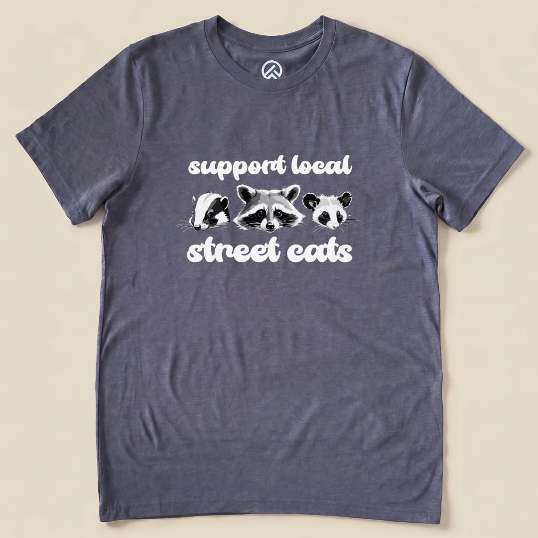 Street Cats Raccon Possum Shirt Hike Tee T-Shirt Heather Navy / S