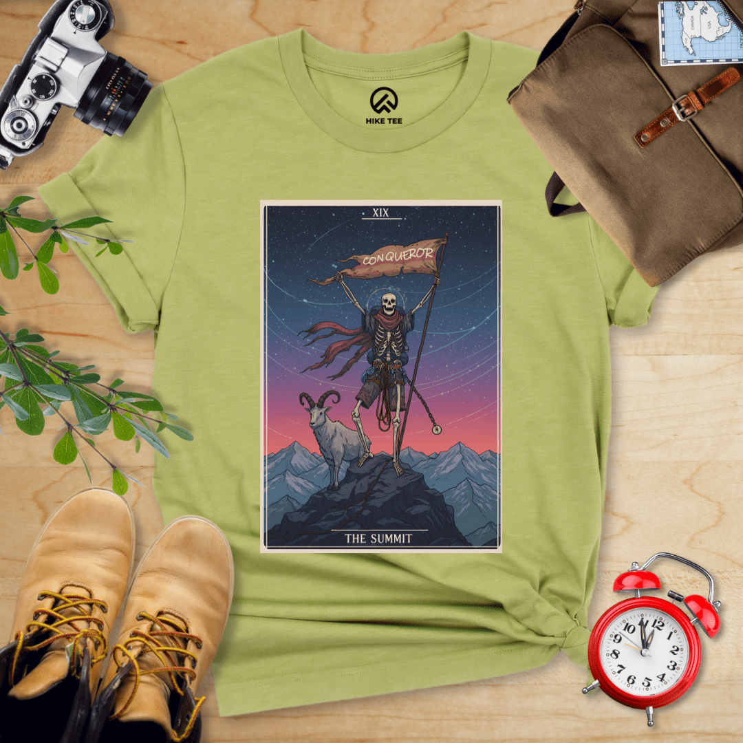 Hike Tee T-Shirt Heather Green / S Summit Tarrot Card Shirt
