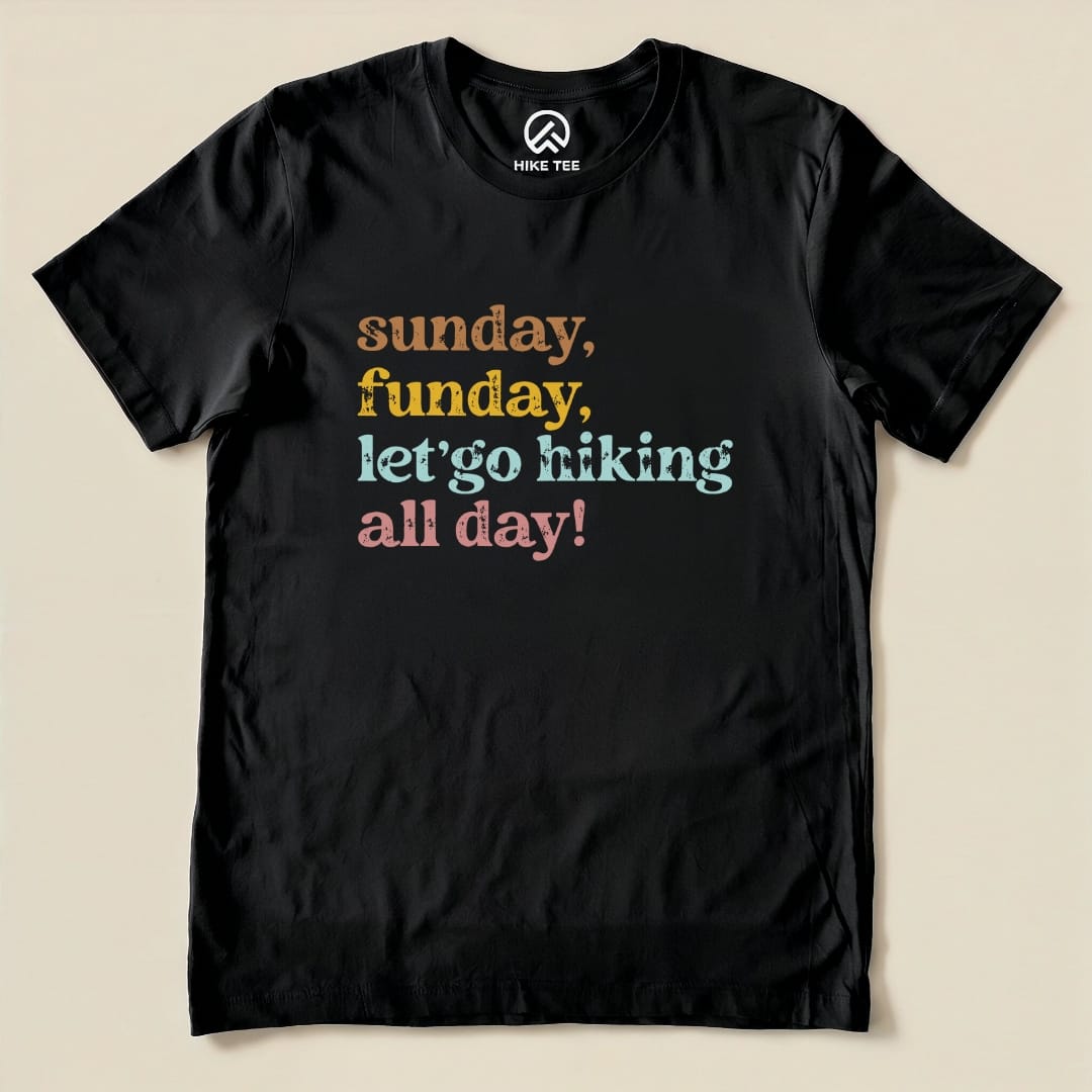 Sunday, Funday Hiking Shirt Hike Tee T-Shirt Black / S