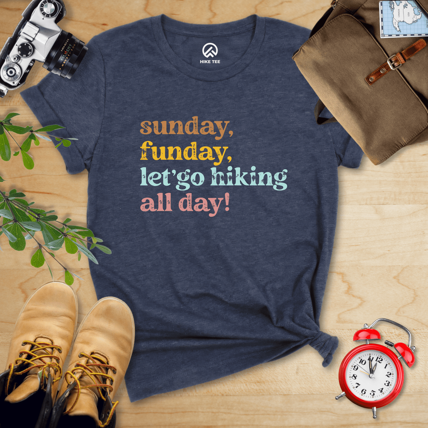 Printify T-Shirt Heather Navy / S Sunday, Funday Hiking Shirt