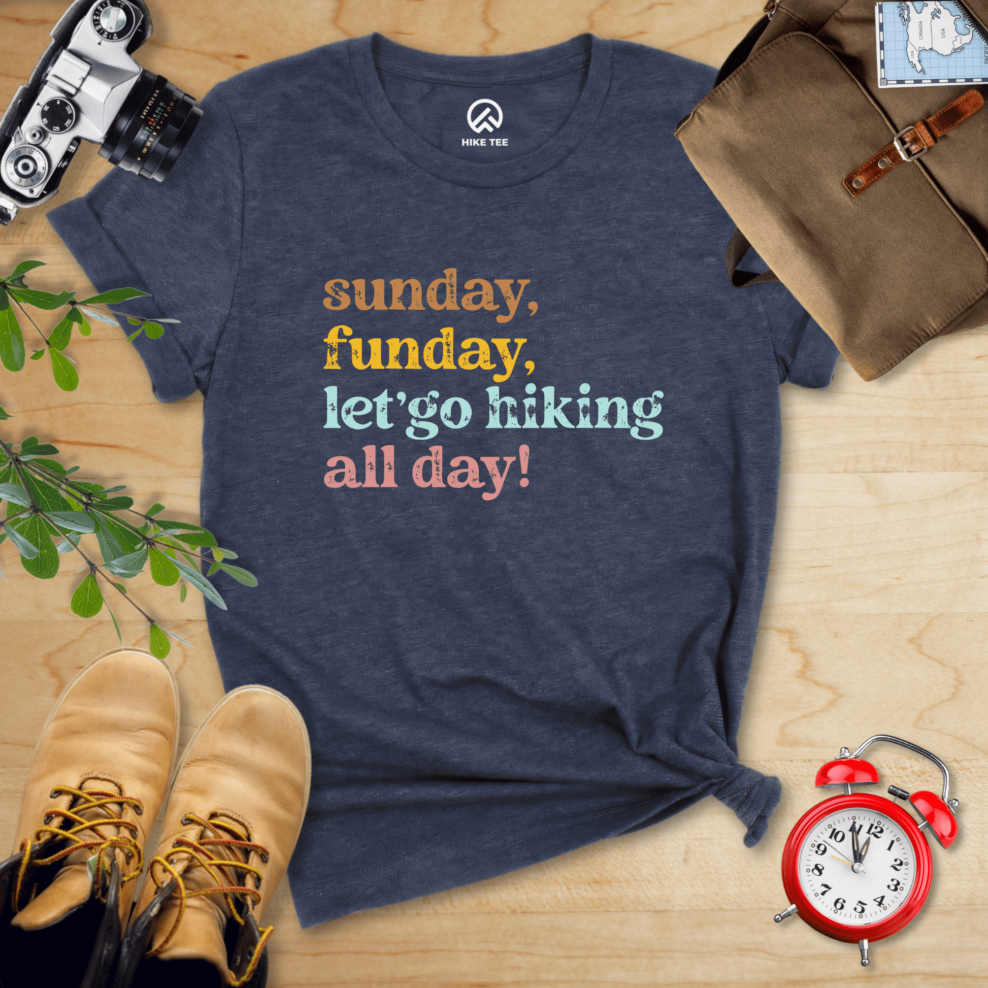 Printify T-Shirt Heather Navy / S Sunday, Funday Hiking Shirt