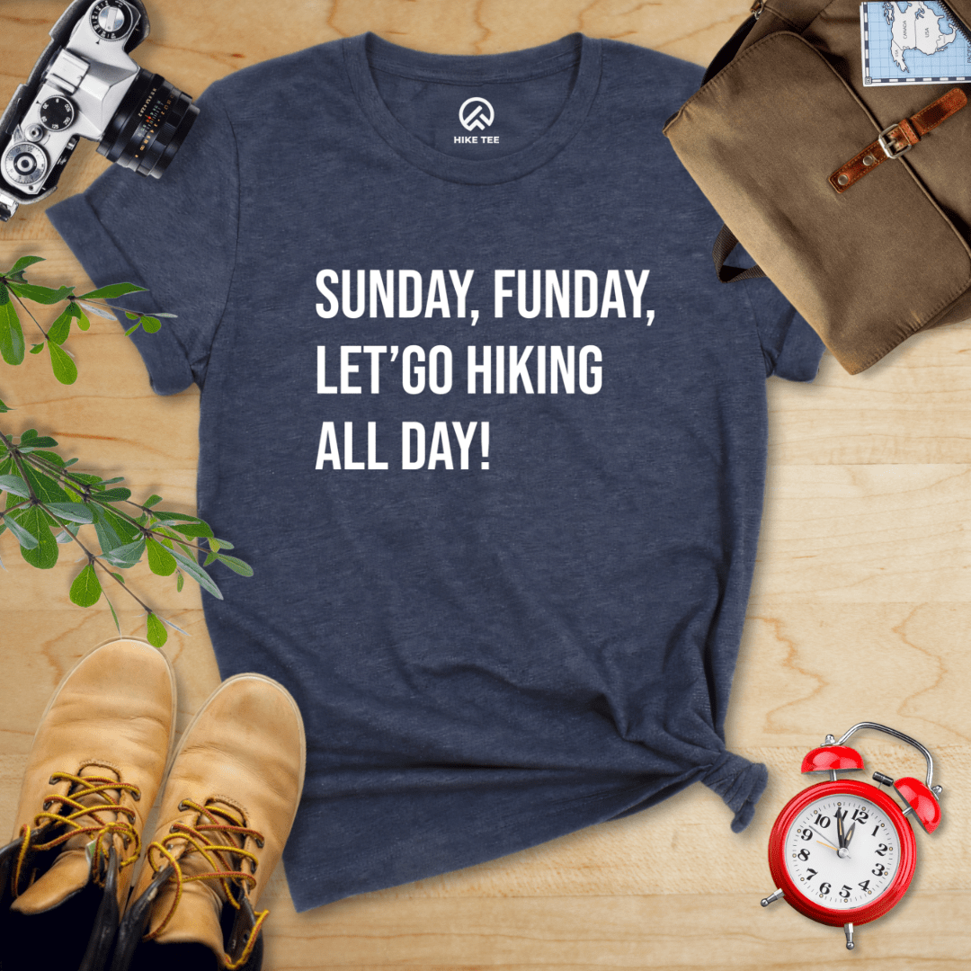 Printify T-Shirt Heather Navy / S Sunday, Funday Hiking Shirt