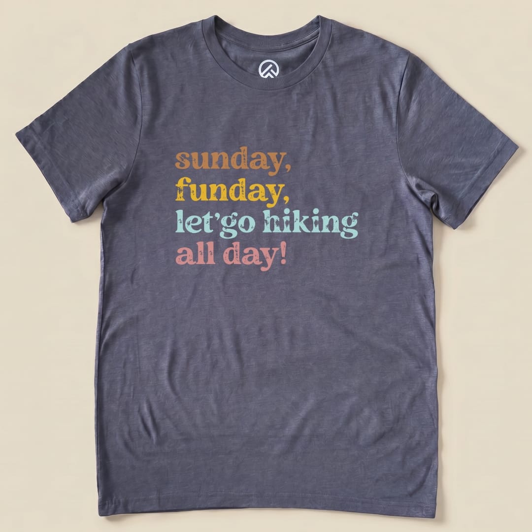 Sunday, Funday Hiking Shirt Hike Tee T-Shirt Heather Navy / S