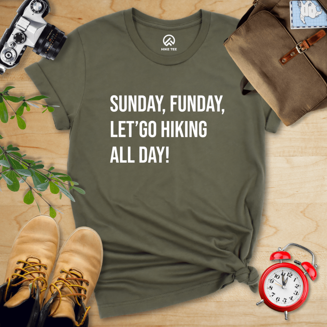 Printify T-Shirt Military Green / S Sunday, Funday Hiking Shirt