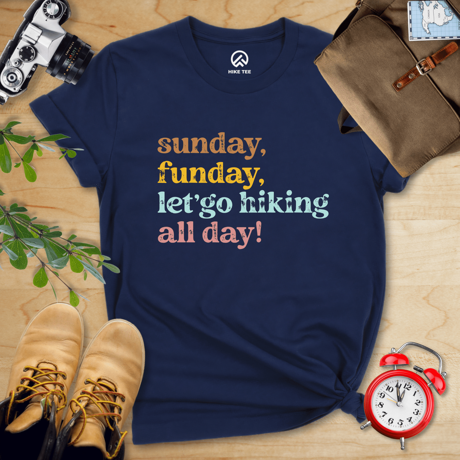 Printify T-Shirt Navy / S Sunday, Funday Hiking Shirt
