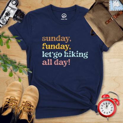 Printify T-Shirt Navy / S Sunday, Funday Hiking Shirt