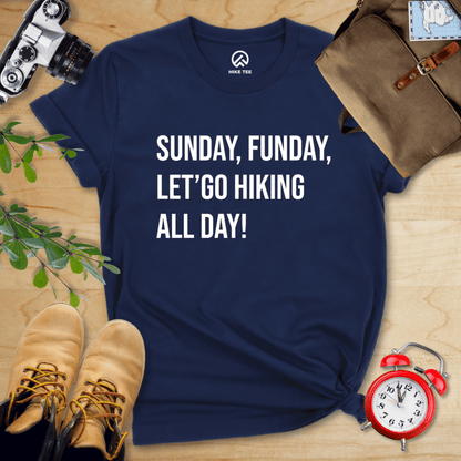 Printify T-Shirt Navy / S Sunday, Funday Hiking Shirt
