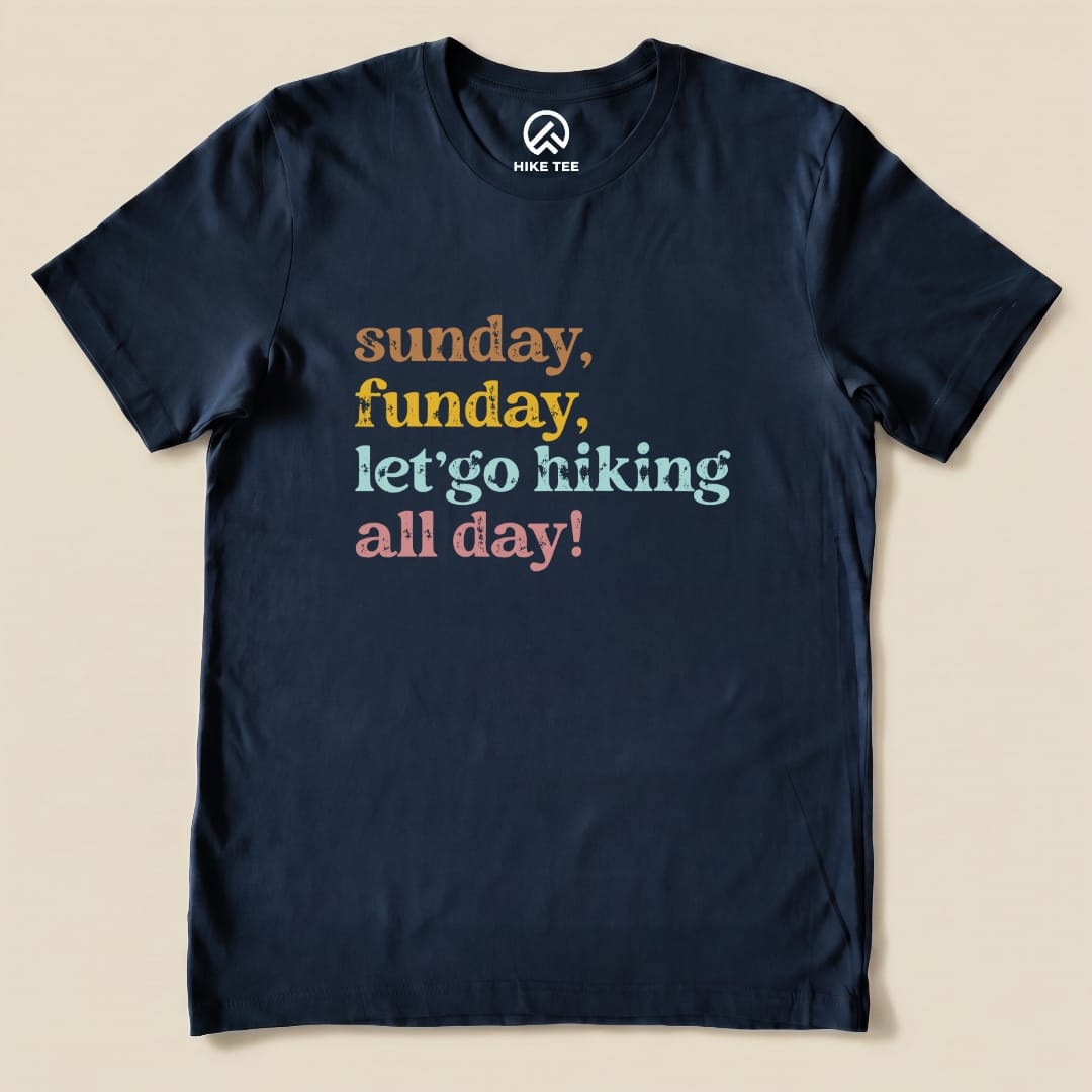 Sunday, Funday Hiking Shirt Hike Tee T-Shirt Navy / S
