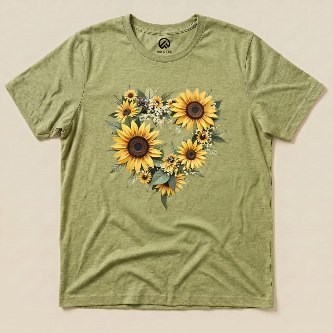 Sunflower Heart Shirt Hike Tee T-Shirt Heather Green / S