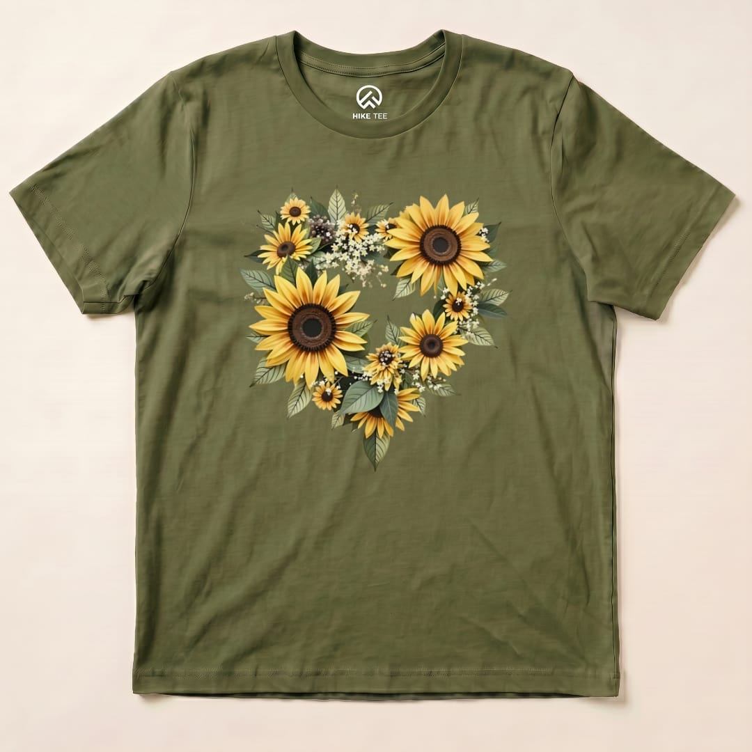 Sunflower Heart Shirt Hike Tee T-Shirt Military Green / S
