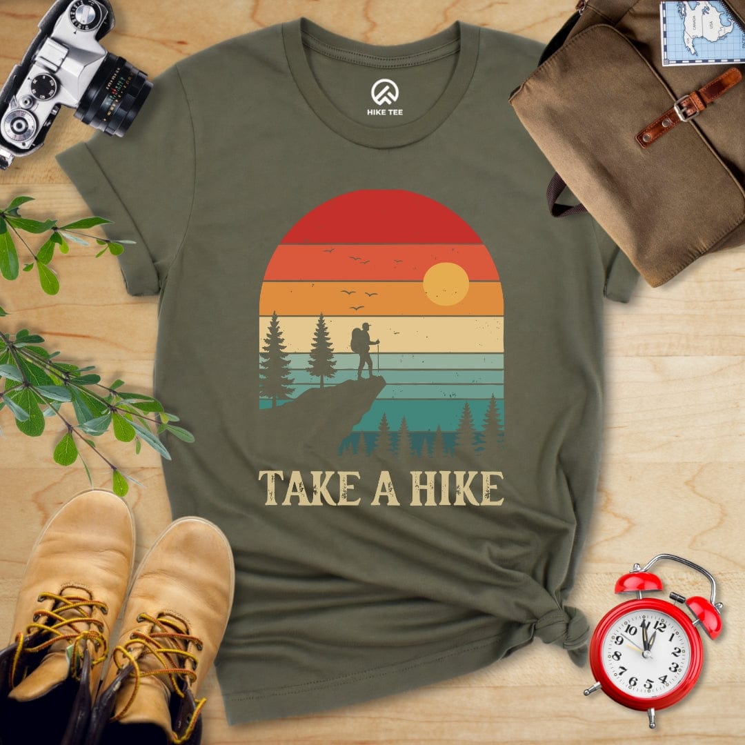 Hike Tee T-Shirt Military Green / S Take a Hike Retro Shirt
