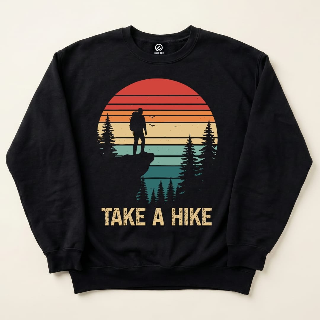 Take a Hike Retro Sweatshirt Hike Tee Sweatshirt Black / S
