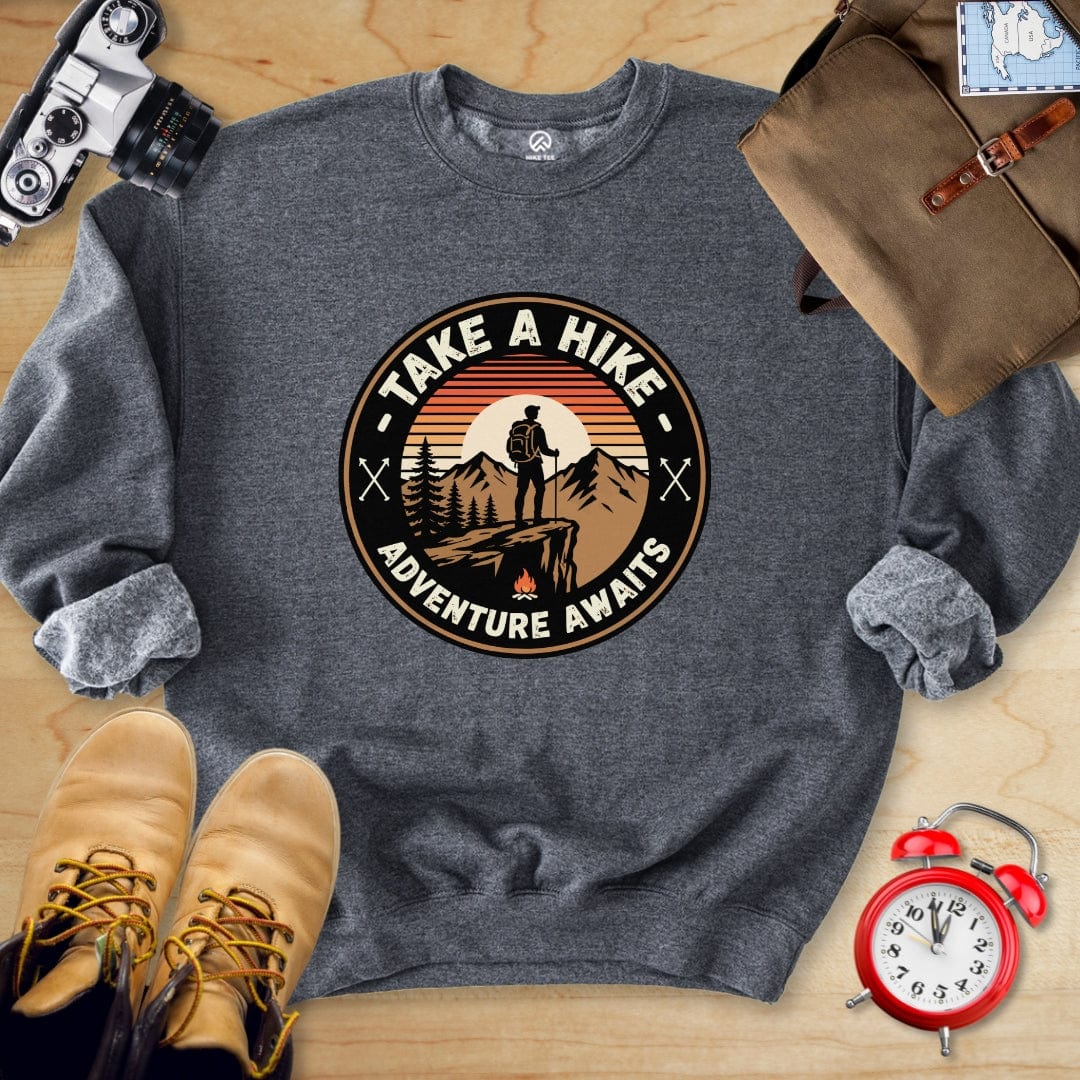 Hike Tee Sweatshirt Dark Heather / S Take a Hike Retro Sweatshirt