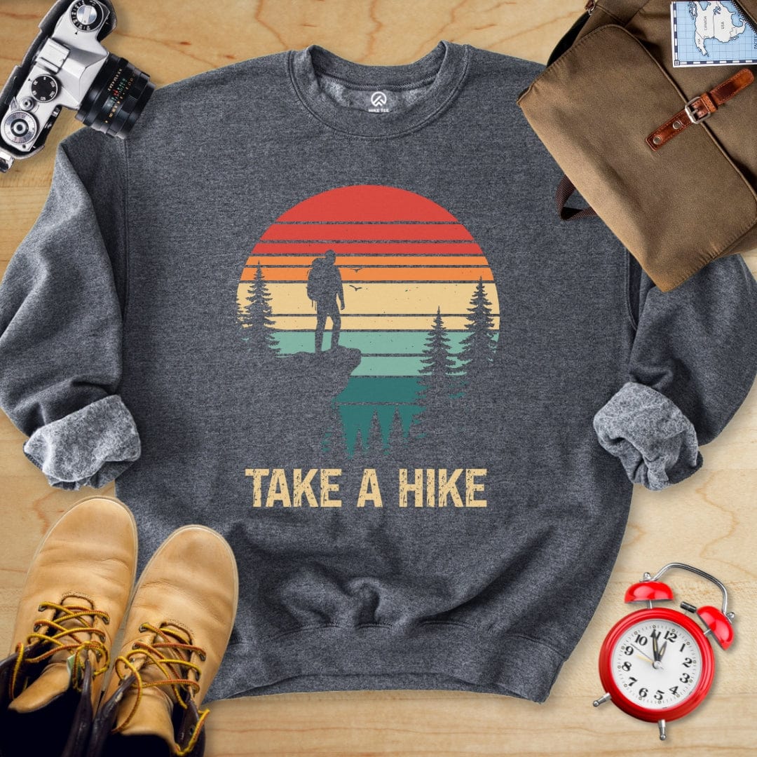 Hike Tee Sweatshirt Dark Heather / S Take a Hike Retro Sweatshirt