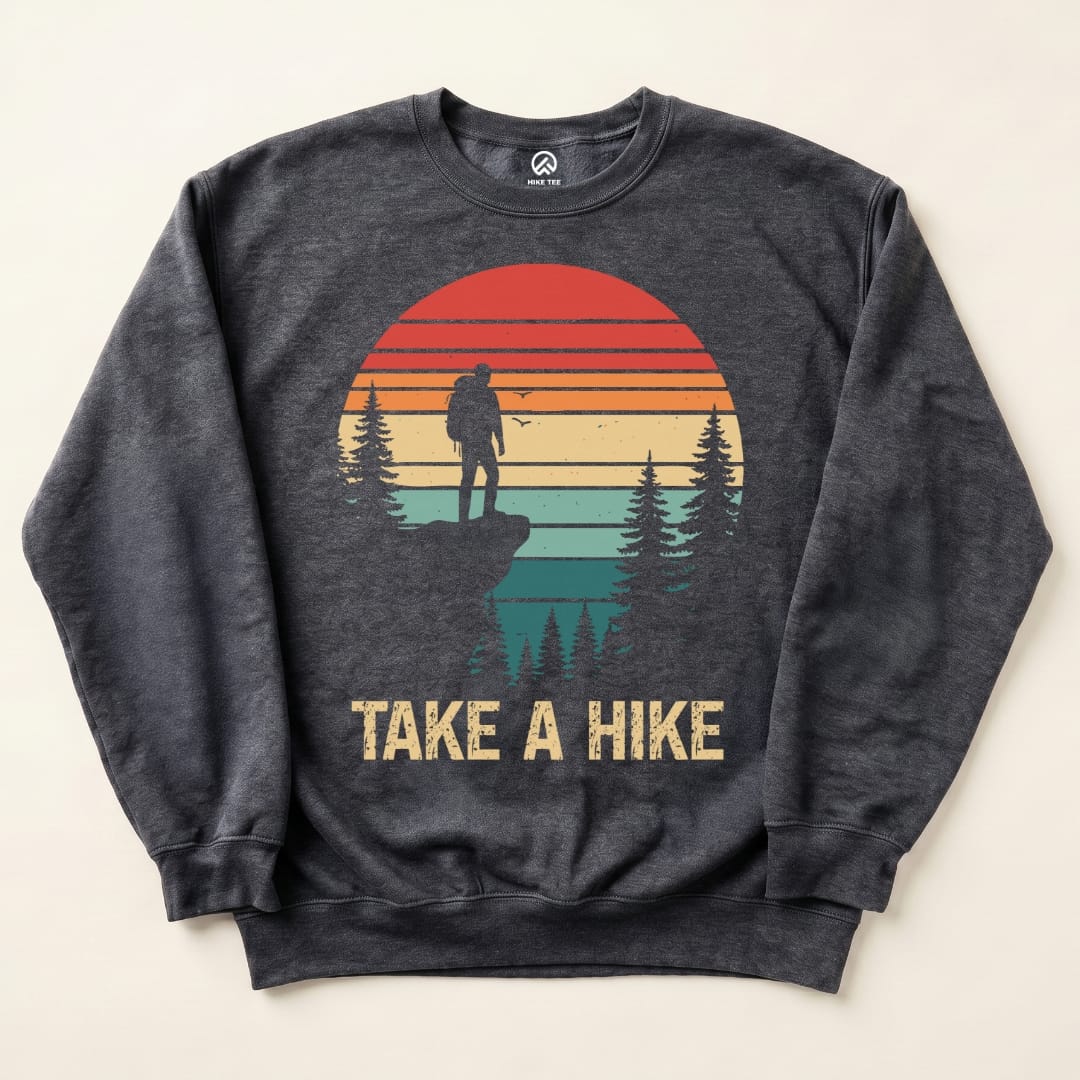 Take a Hike Retro Sweatshirt Hike Tee Sweatshirt Dark Heather / S