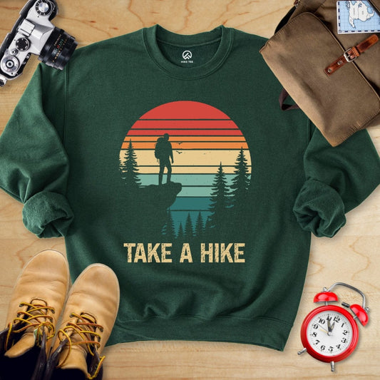 Hike Tee Sweatshirt Forest Green / S Take a Hike Retro Sweatshirt